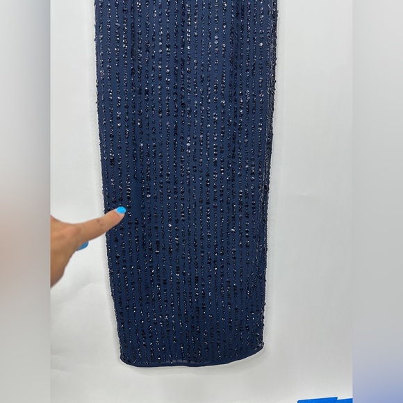 NWT MAC DUGGAL Dress 0 Evening Gown Sequin Beaded NEW Navy Blue Sleeveless #7967 - Picture 7 of 12